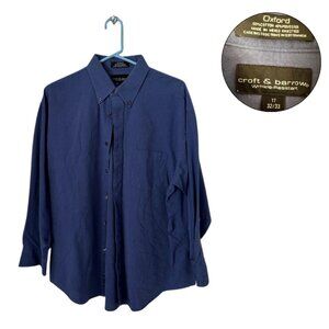 Croft & Barrow Blue Oxford Shirt Men’s 17 32/33 Wrinkle Resistant L/S